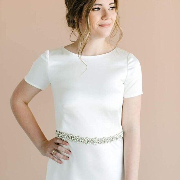 Rhinestone Bridal Belt Sash Wedding Dress Belt Crystal Applique for Bridesmaid main image 4